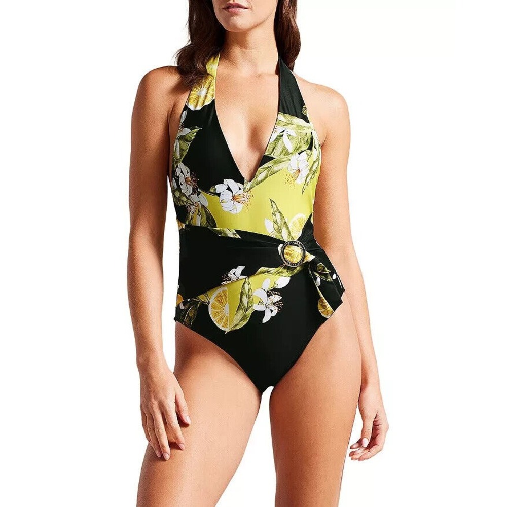 Ted Baker Tabeth Halter One Piece Swimsuit Black Sizeโ 3 Medium NEW